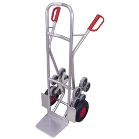 Alu-Treppenkarre VARIOfit, Tragfähigkeit 200 kg, Schaufel 250x300 mm, mit zusätzlicher Luftbereifung