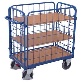 Etagenwagen VARIOfit mit 4 Hochwänden, Gesamthöhe 1180 mm, 3 Etagen 850x500 mm, Tragfähigkeit 400 kg