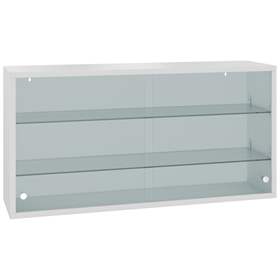 Závěsná kovová skříňka, skleněná, posuvná dvířka, š x v x h: 1000 x 500 x 250 mm, barva šedá RAL7035