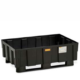 Záchytná vana EUR plastová, bez roštu, 1205 x 805 mm, s ližinami, černá