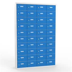 Kleingefachschrank, 4x10 Fächer, HxBxT: 1800x1200x500 mm, Farbe grau RAL7035 / Türen blau RAL5012