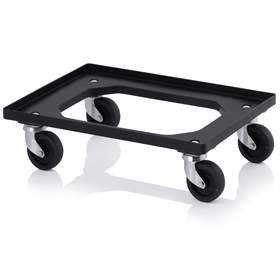 ESD Transportroller für EURO-Kisten, 608 x 410 mm, 4 Lenkräder ESD PP, Farbe schwarz