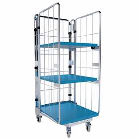 Steckbarer Rollcontainer „nestainer“, dreiseitig, 2 Fachböden, BxTxH: 725x820x1780 mm