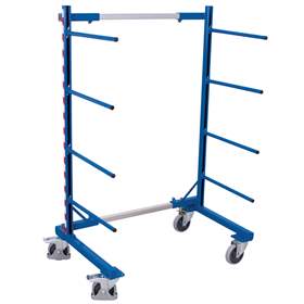 Tragarmregalwagen VARIOfit, einseitig, 8 Tragarme, Breite 540-1400 mm