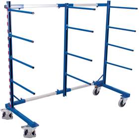 Tragarmregalwagen VARIOfit, einseitig, 12 Tragarme, Breite 840-2200 mm
