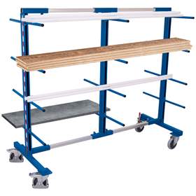 Tragarmregalwagen VARIOfit, zweiseitig, 24 Tragarme, Breite 840-2200 mm