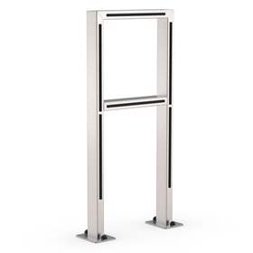 Edestahl Anlehn- und Absperrbügel 800 x 350 mm, mit Bodenplatten