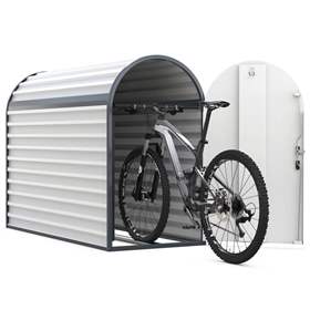 Fahrradbox mit Bogendach, verschließbar, Farbe Grau, LxBxH: 2050x820x1400 mm