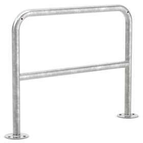 Universeller Absperrbügel mit Knierohr 800 x 1000 mm, mit Bodenplatte zum Aufdübeln