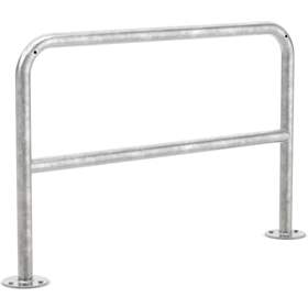 Universeller Absperrbügel mit Knierohr 800 x 1200 mm, mit Bodenplatte zum Aufdübeln