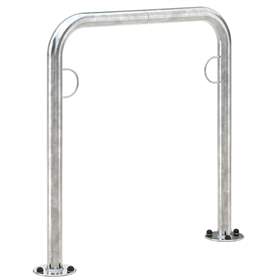 Anlehn- und Absperrbügel mit Stahlösen, 800 x 750 mm, mit Fußplatten