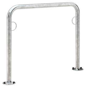 Anlehn- und Absperrbügel mit Stahlösen, 800 x 1000 mm, mit Fußplatten