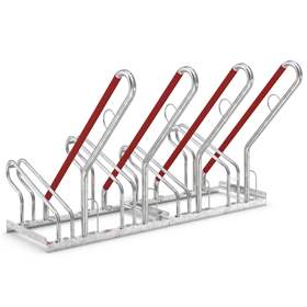 Platzsparender Fahrradständer, Bügelparker mit Anlehnbügeln, einseitig, 4 Stellplätze