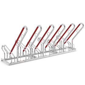 Platzsparender Fahrradständer, Bügelparker mit Anlehnbügeln, einseitig, 6 Stellplätze