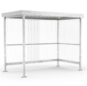 Raucherunterstand, Rück- und eine Seitenwand aus gewelltem PVC, Dach aus Trapezblech, H x B x T: 2360x2960x1580 mm