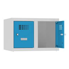 Aufbauteil mit 2 Aufbewahrungsboxen, Breite 600 mm, Türfarbe Lichtblau RAL5012