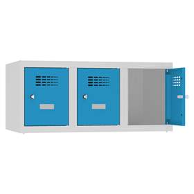 Aufbauteil mit 3 Aufbewahrungsboxen, Breite 900 mm, Türfarbe Lichtblau RAL5012