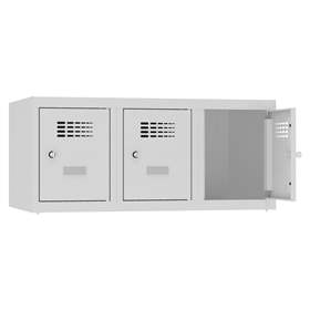 Aufbauteil mit 3 Aufbewahrungsboxen, Breite 900 mm, Türfarbe Lichtgrau RAL 7035