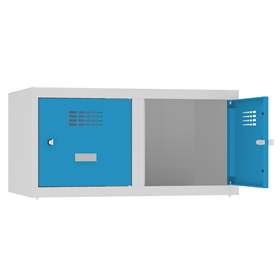 Aufbauteil mit 2 Aufbewahrungsboxen, Breite 800 mm, Türfarbe Lichtblau RAL5012