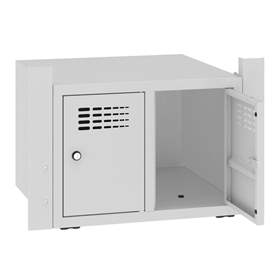 Schránka na boty se 2 úložnými boxy pro šatní skříň WEMO, šířka 600 mm, dvířka šedá RAL7035