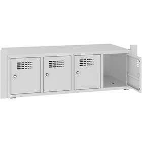 Skrinka na topánky s 4 úložnými boxmi pre šatňovú skriňu WEMO, šírka 1200 mm, dvere sivé RAL7035