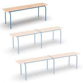 Universal-Sitzbank, stapelbar, Länge 1200 mm, Gestellfarbe Blau RAL5012