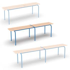 Universal-Sitzbank, stapelbar, Länge 1600 mm, Gestellfarbe Blau RAL5012