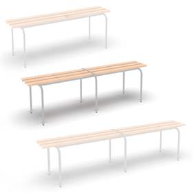 Universal-Sitzbank, stapelbar, Länge 1600 mm, Gestellfarbe Lichtgrau RAL7035