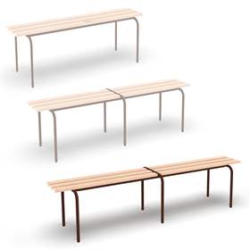 Bancă vestiar stivuibilă lungime 2000 mm universală, culoare cadru maro RAL8016