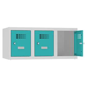 Aufbauteil mit 3 Aufbewahrungsboxen, Breite 900 mm, Türfarbe Grün RAL5018