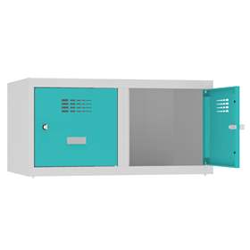 Aufbauteil mit 2 Aufbewahrungsboxen, Breite 800 mm, Türfarbe Grün RAL5018