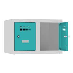 Aufbauteil mit 2 Aufbewahrungsboxen, Breite 600 mm, Türfarbe Grün RAL5018