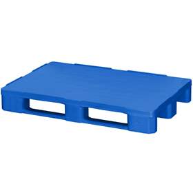 Hygienische Kunststoffpalette 1200 x 800 mm, Volldeck, 3 geschlossene Kufen, Farbe blau