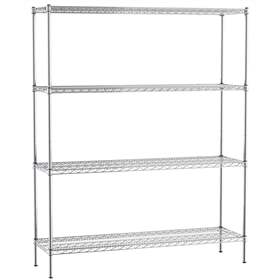 Gitterregal, verchromt, Fachboden-Traglast 250 kg, HxBxT: 1600x1520x610 mm, 4 Fachböden