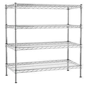 Gitterregal, verchromt, Fachboden-Traglast 250 kg, HxBxT: 890x1220x610 mm, 4 Fachböden