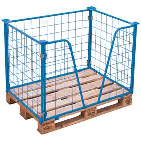 Gitter-Aufsatzrahmen, offene Längsseite, Höhe 1000 mm, für Palette 1200x1000 mm, blau