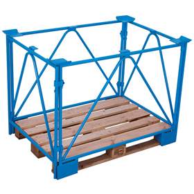 Suprastructură paleți, stivuibilă, robust, H: 1000 mm, palet 1200x1000 mm, albastru