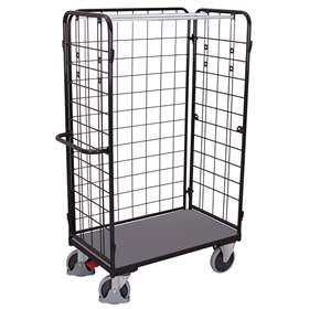 Gepäckwagen VARIOfit, hoch 1820 mm, 3-seitig, Ladefläche 1000x700 mm, Tragfähigkeit 500 kg, Farbe Anthrazit RAL7016 /Platte Grau