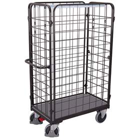 Gepäckwagen VARIOfit, hoch 1820 mm, 4-seitig, Ladefläche 1200x800 mm, Tragfähigkeit 500 kg, Farbe Anthrazit RAL7016 /Platte Grau