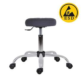 Arbeitshocker ESD, drehbar, mit Rädern, gepolsterter Sitz, Farbe grau