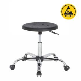 Arbeitshocker ESD, drehbar, mit Rädern, PU Sitz, Farbe schwarz