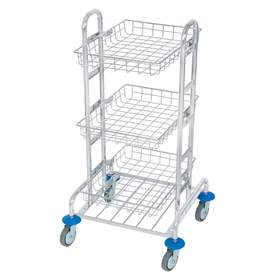 Mehrzweckwagen, verchromt, 3 Drahtgitterkörbe, HxLxB: 1030x550x300 mm