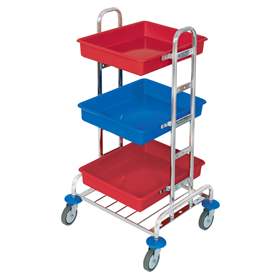 Mehrzweckwagen, verchromt, 3 Kunststoffwannen, HxLxB: 1030x550x300 mm