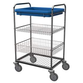 Mehrzweckwagen, 1 Kunststoffwanne, 2 Drahtgitterkörbe, HxLxB: 1110x730x530 mm