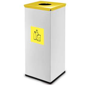 Wertstoffsammler EKO SQUARE, Volumen 90 l, Stahlbehälter lackiert, farbe Gelb