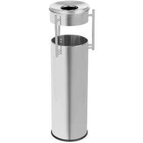 Standascher ALDA PILLAR LUX, Edelstahl mattiert, H 730 mm, Durchmesser 200 mm