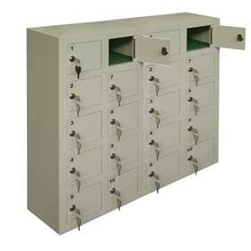 Dulap metalic întărit cu compartimente pentru bunuri mici, sudat, 4x5 compartimente, HxLxl: 780x750x200 mm, gri RAL7035