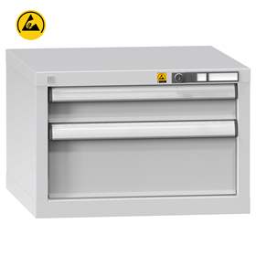 ESD dulap metalic atelier cu sertare pentru scule, 2 sertare, HxLxl: 390 x 578 x 630 mm, gri RAL7035