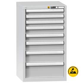 ESD dulap metalic atelier cu sertare pentru scule, 8 sertare, HxLxl: 990 x 578 x 630 mm, gri RAL7035