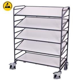ESD-Beistellwagen VARIOfit, 5 neigbare Fachböden 1240x610 mm